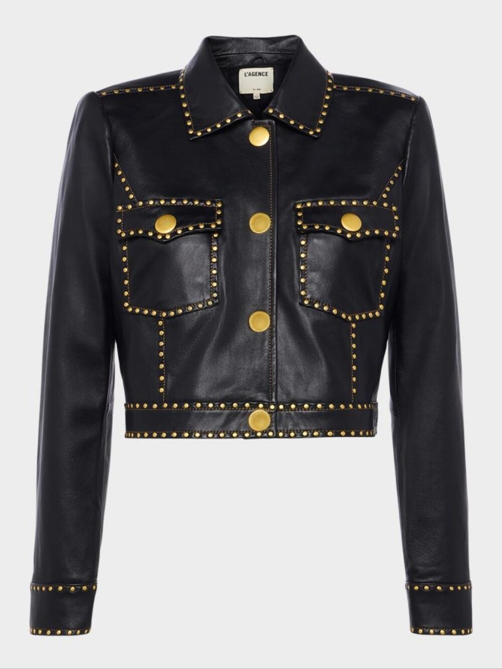 L'AGENCE Winsome Leather Crop Studded Jacket MSRP $1750 Sz 8 New